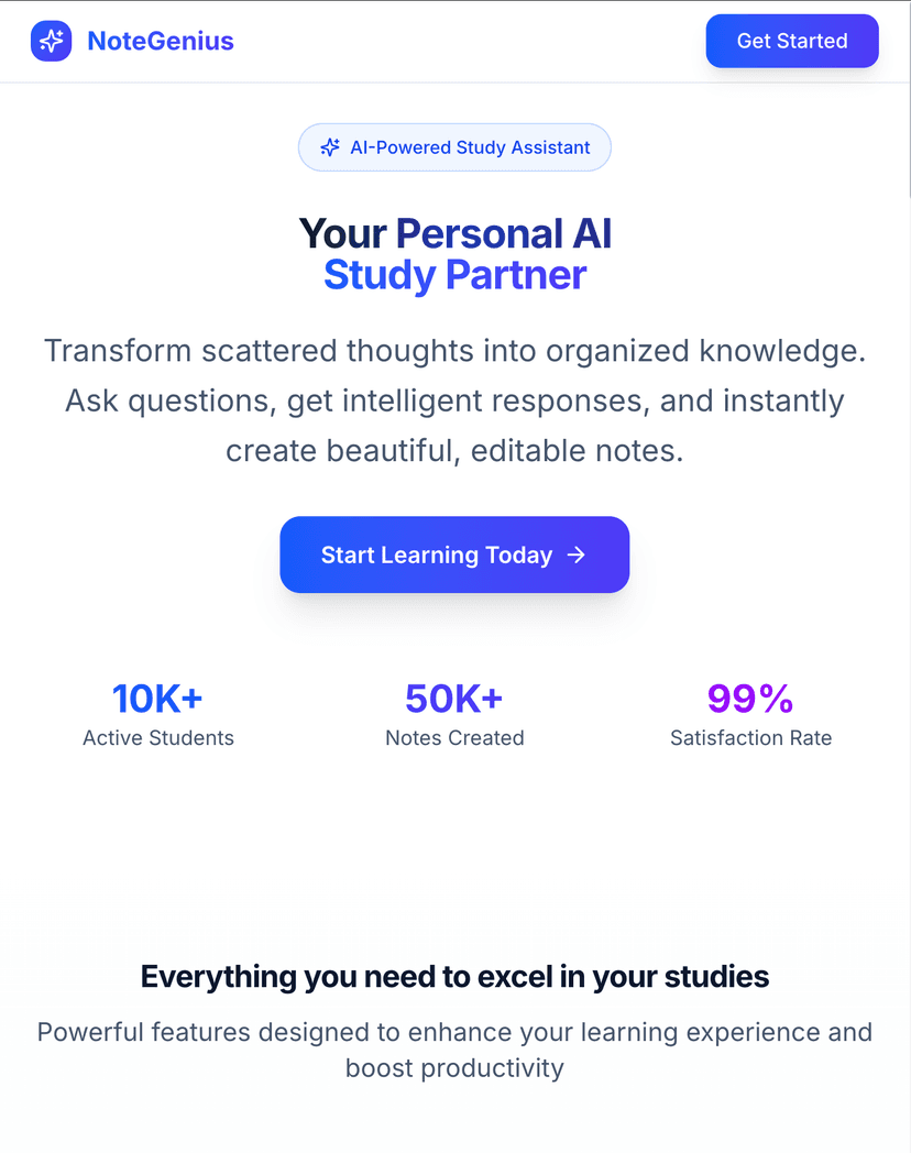 NoteGenius – AI-Powered Study Assistant
