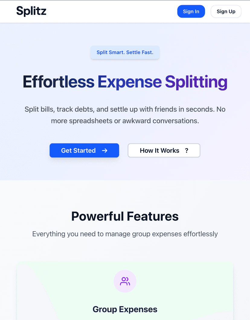 Splitz – Expense Splitting Application